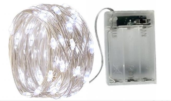 Řetěz s 20 LED světýlky 1,7m ledově bílá | Dekorace - Párty